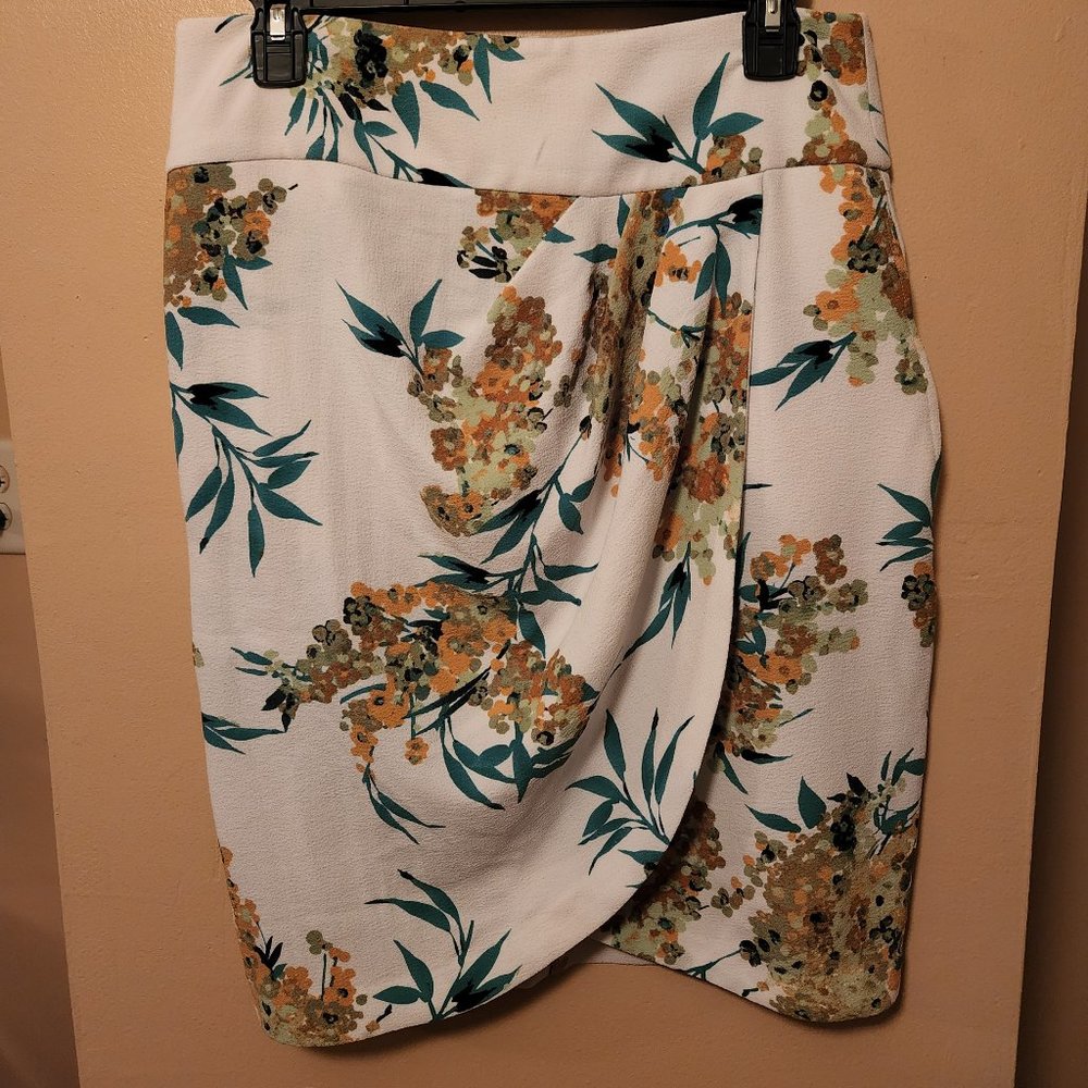 White Floral Wrap Skirt